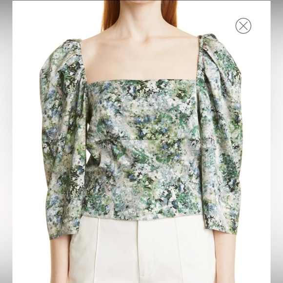 Vince Tops - Vince Womens Painted Floral Silky Top, Green -NWT Sz 8